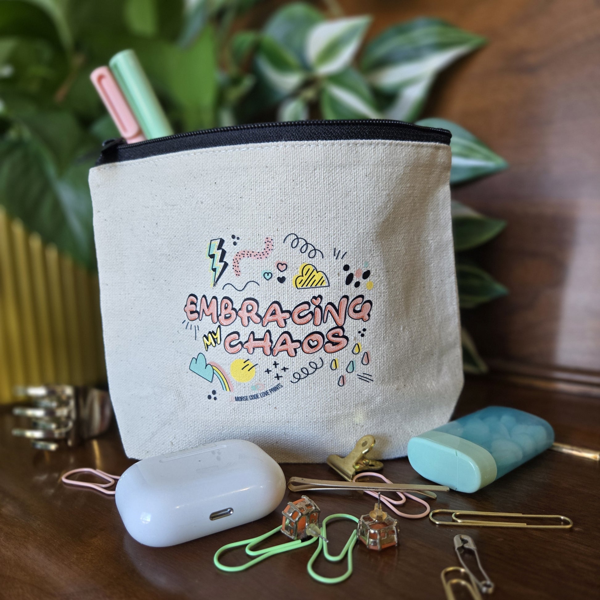 Embracing My Chaos | Canvas Zipper Pouch