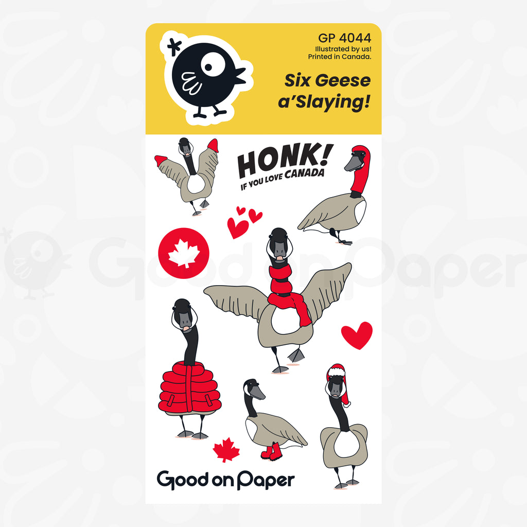 Six Geese a'Slaying | Vinyl Sticker Sheet