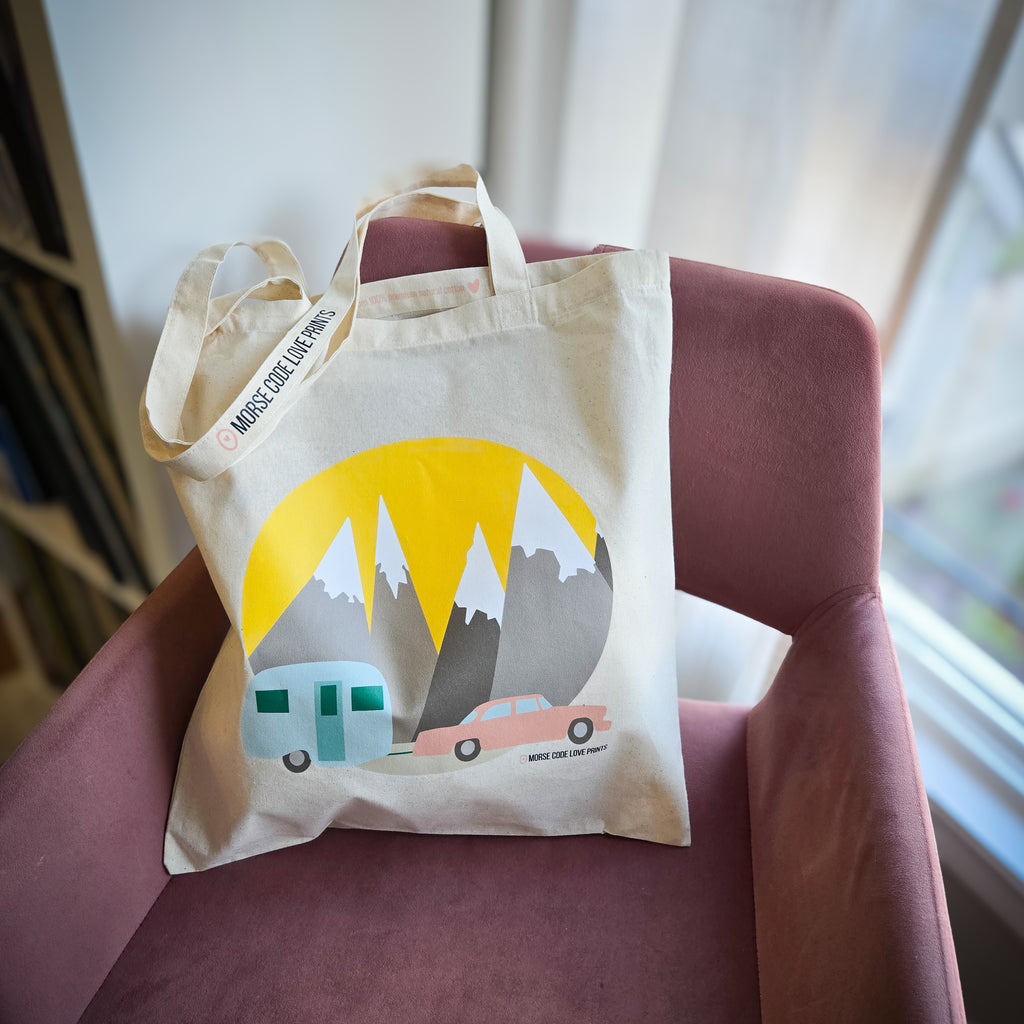 Happy Camper | Everyday Shoulder Tote | Cotton Tote Bag