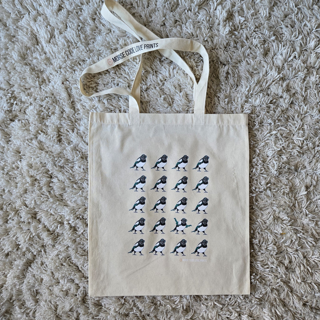 Mischief of Magpies | Everyday Shoulder Tote | Cotton Tote Bag
